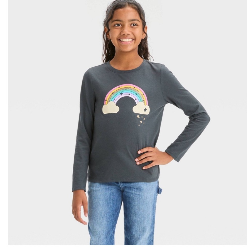 Girls' Long Sleeve 'Rainbow' Graphic T-Shirt -
Cat & Jack™ Charcoal Gray L - Picture 1 of 1